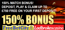 Ladbrokes Casino Deposit Bonus - £/€25 free & £/€750