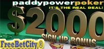 Paddy Power Poker Bonus - up to $2025